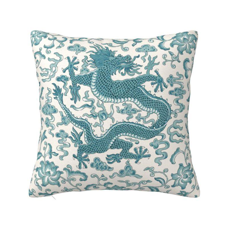 Lyxig Kinesisk Gingerburk Chippendale Kuddfodral för Soffa Mjuk Vintgae Delftblå Porslin Kuddvar Dekoration