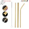 (YOUU06)4PCS Stainless Steel Straw Reusable Metal Drinking Straw With Cleaner Brush For Home Party Barware Bar Accessories