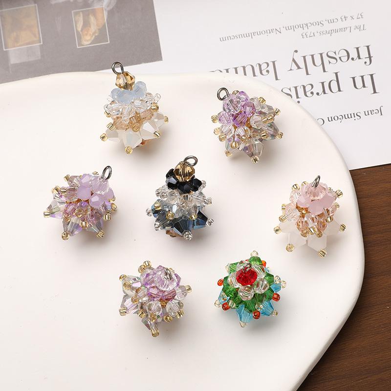 3Pcs Winter Christmas Tree Charms Beaded Glass Handmade Woven For Keychain Earrings Necklace Diy Making Jewelry Gifts