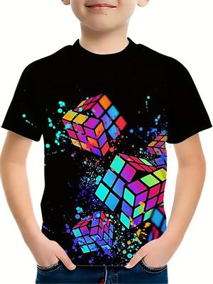 Jigsaw Cube 3d koszulka z nadrukiem moda kostka rubika wzór TShirt letnie chłopcy dziewczęta Tee topy Streetwear topy odzież dla dzieci
