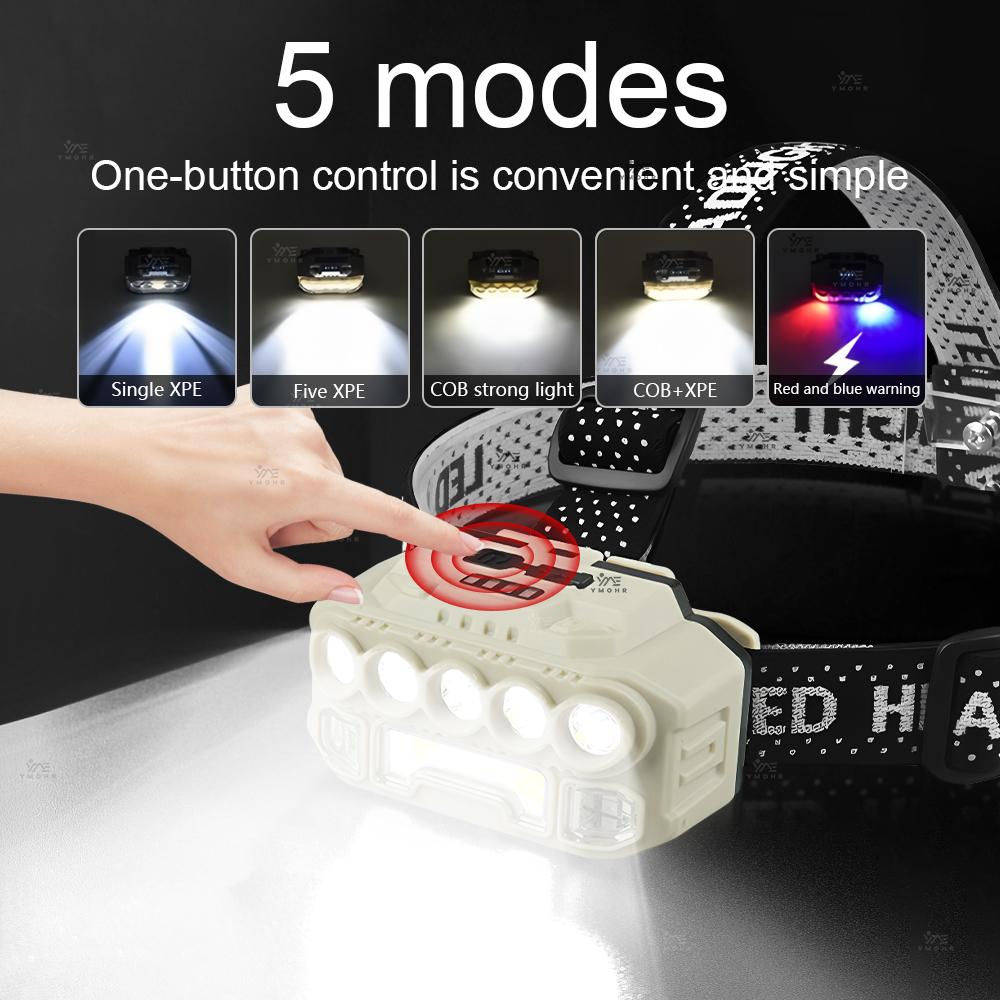 High Brightness 180000Lumens Head Lamp Led Rechargeable 5Modes Adjustments Headlamps Adjustable Lighting Strip for Fishing Goods