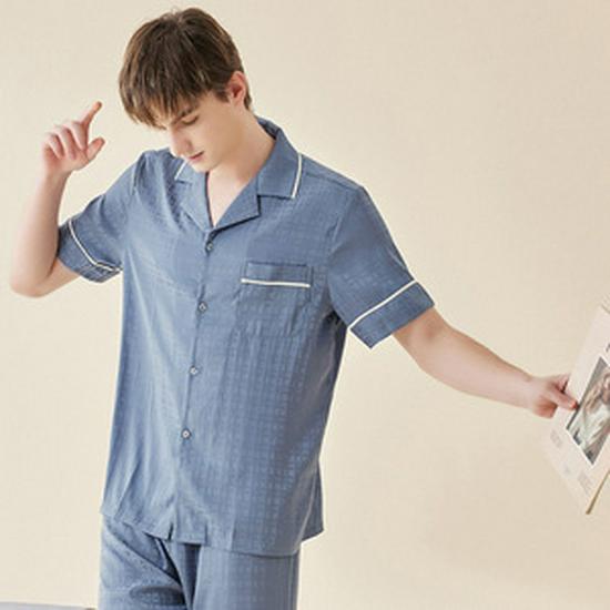 Clearance: Spring/Summer Ice Silk Pajama Set for Couples - Women's Imitation Silk