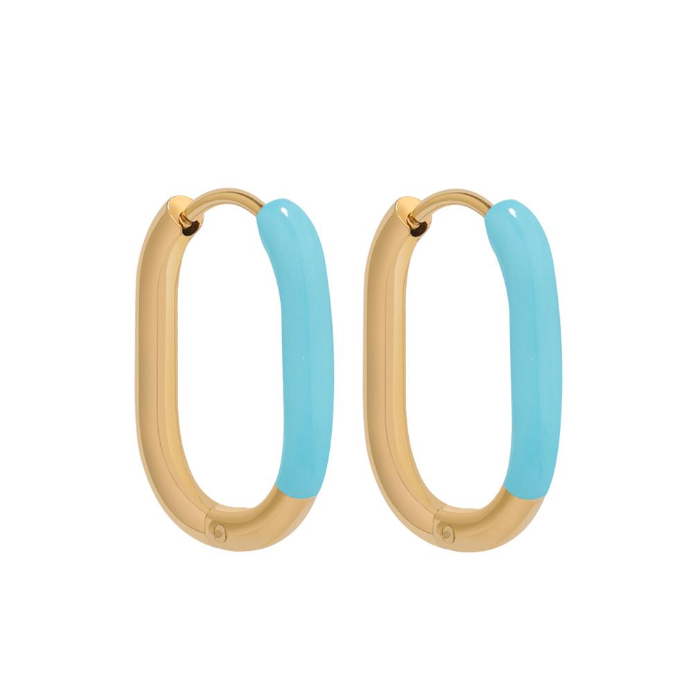 1 Pair Stainless Steel Enamel Rectangle Hoop Earrings Gold Color Small Hoop Earrings for Women Kids Fashion Jewelry Wholesale