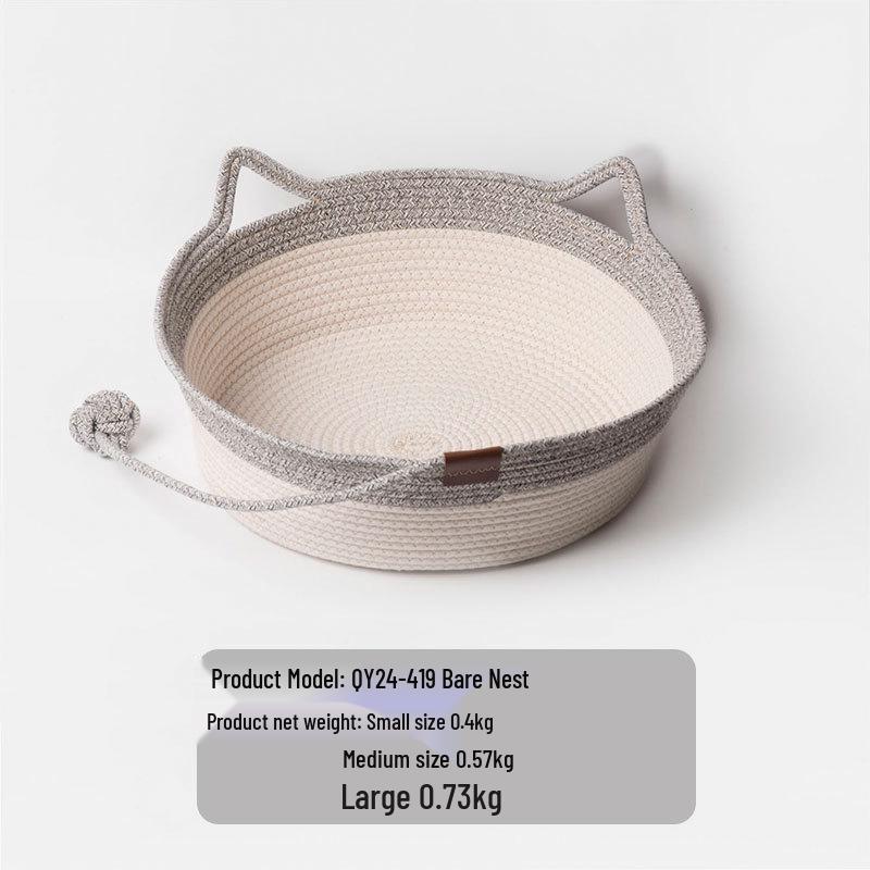 Hand-Woven Cotton Rope Pet Bed: Universal Cat/ Dog Bed & Scratching Board for All Seasons