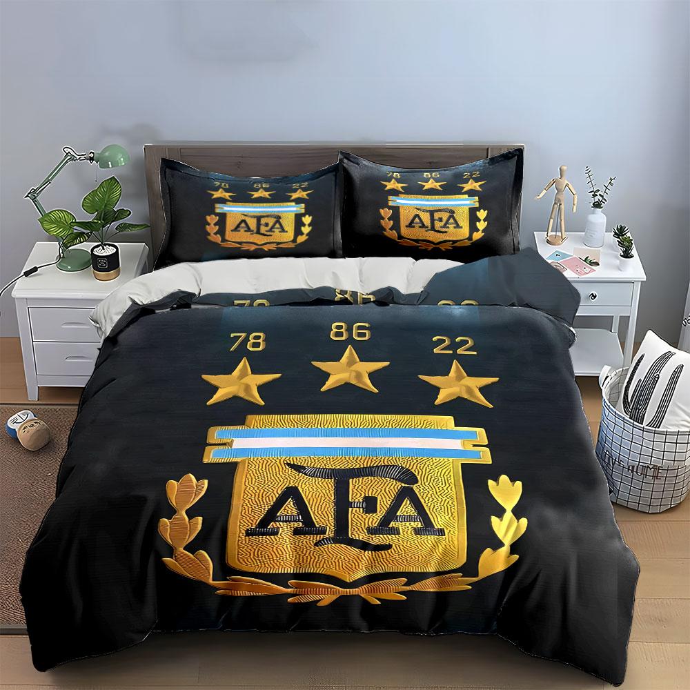 Golden stars and emblem. Bedding sets Duvet cover sets Duvet covers Pillowcases(1 * Duvet Cover 2 * Pillowcases without duvet insert)