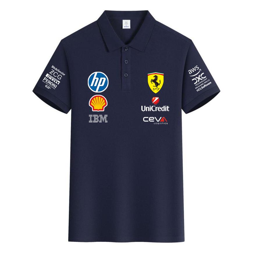 Ferrari Summer Pure Cotton F1 Racing Team Uniform T-shirt Short Sleeved Ferrari Polo Shirt Versatile Top