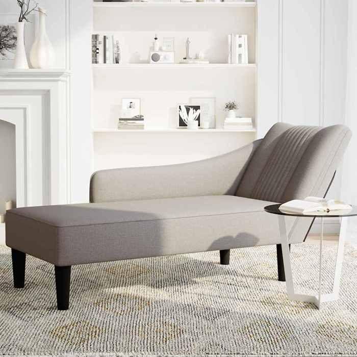 VidaXL Chaise Longue Avec Accoudoir Droit Taupe Tissu, Fauteuil, Fauteuil De Détente, Chaise Longue Rembourrée, Fauteuil De 4009803