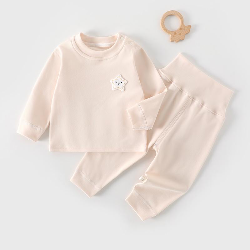 High-Waisted Baby Plush Long Johns Set - Warm Autumn/Winter Underwear for Boys & Girls