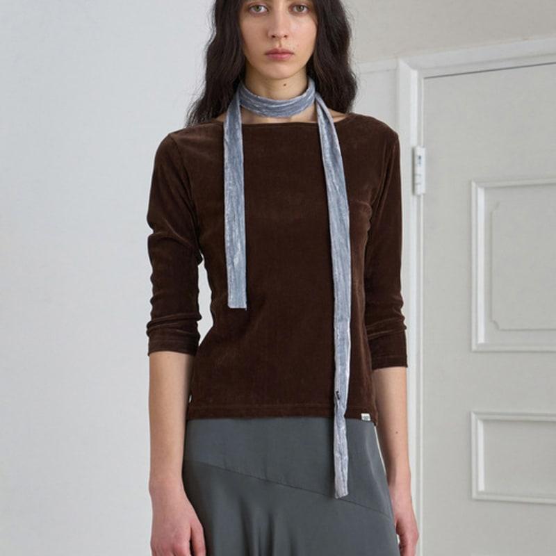 Symmetric Percent Velour Skinny Tie / Blue Grey