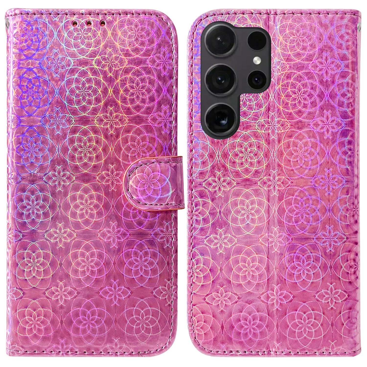 

For Samsung Galaxy S25 Ultra Stand Case Dazzling Flower Leather Phone Cover C