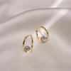 925 Silver Korean Zircon Hoop Earrings Simple Temperament Exquisite Semale Sexy Jewelry Gift