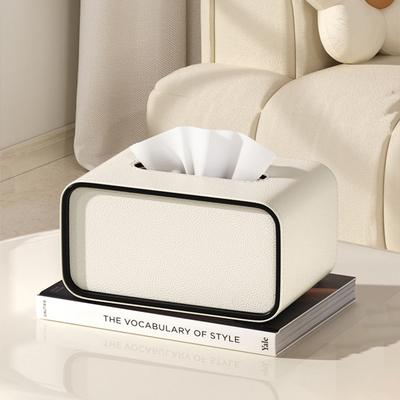Leather Tissue Box Oval Napkin Holder Faux Leather Home Decoration for Living Room Bedroom Luxury Desktop Organizer Storage Box