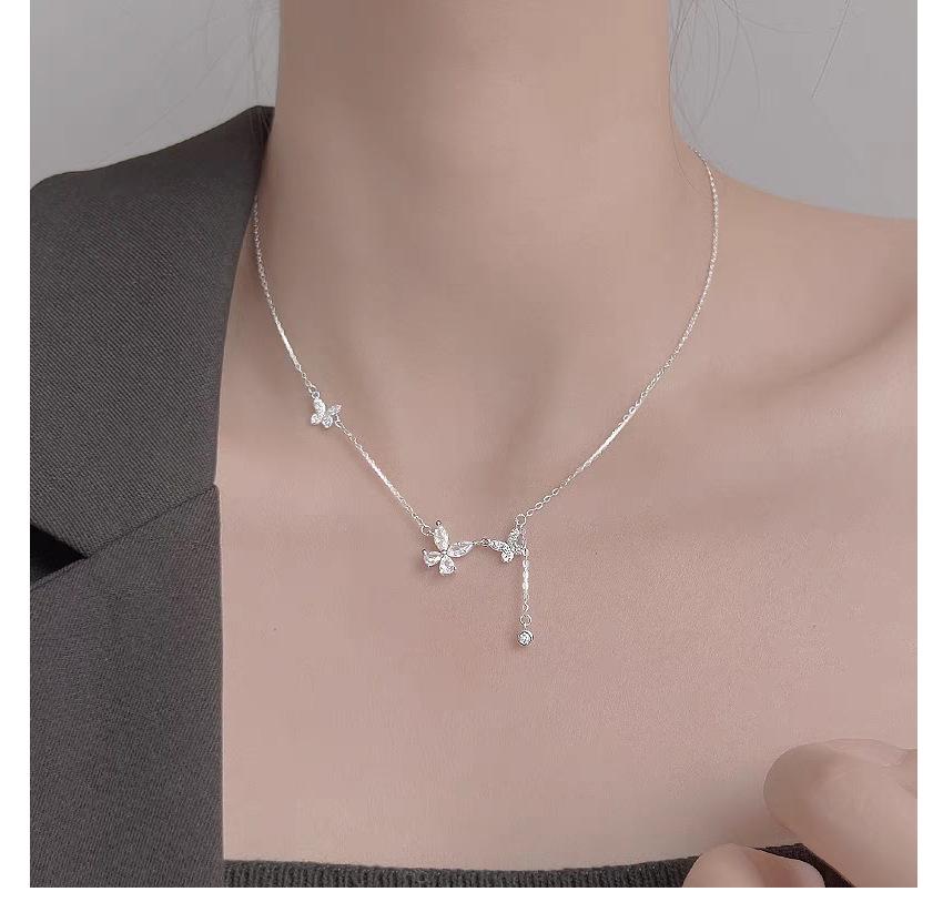 S925 Sterling Silver Butterfly Tassel Necklace, Women's Elegant Clavicle Chain, Unique High-End Fashion Design