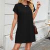 Women's Fashion Solid Color Round Neck Loose Short Sleeve Casual Dresses