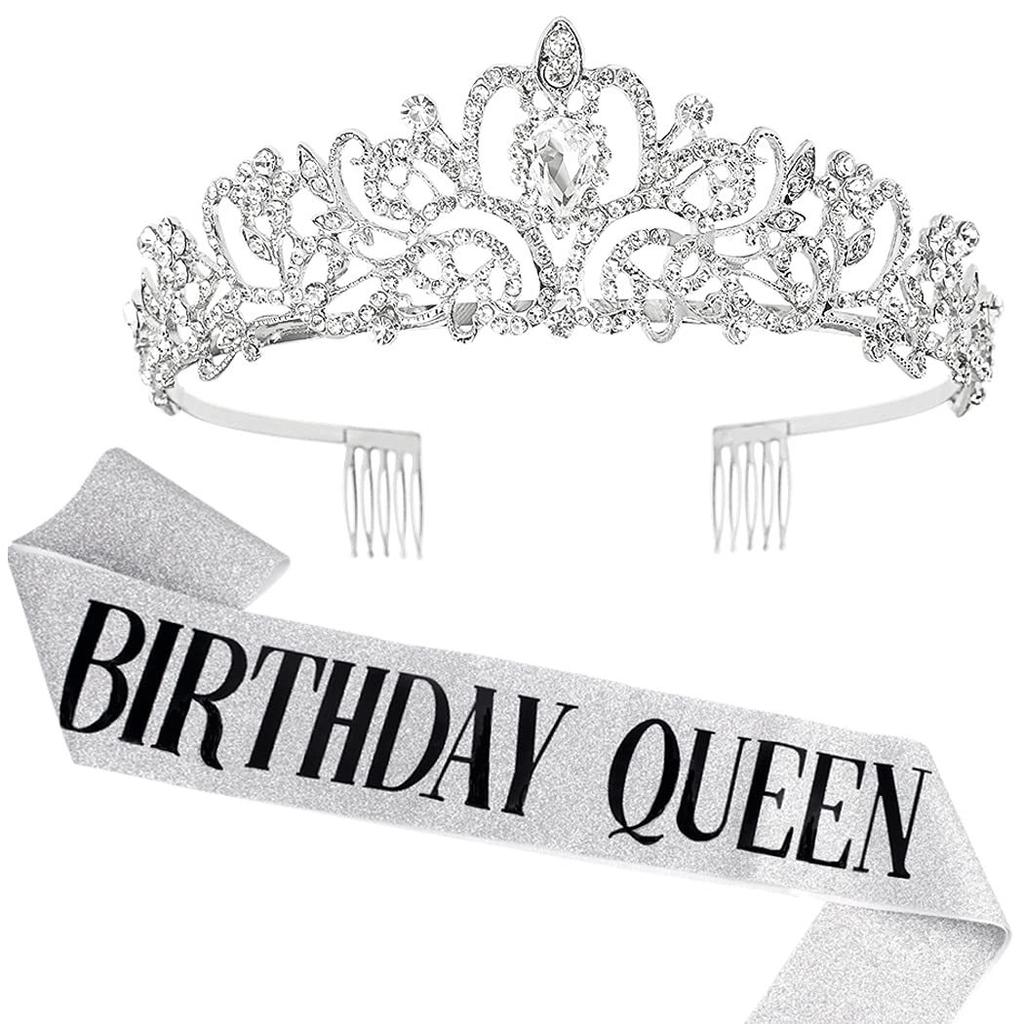1/2set Birthday Shoulder Strap Crown Dress Up Set Birthday Queen/Girl Set Ceremony Shoulder Strap Party Decoration Supplies