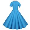 Europäisches & Amerikanisches Sommerkleid mit kurzen Ärmeln, Kragen, einfarbig, lässig, mit weitem Saum