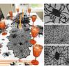 Forhomelife 39-Piece Halloween Tablecloth Decoration Set, Black Table Runner, Spider Web Lace, Large Halloween Bat Stickers, 36 Stickers, Party Suppli
