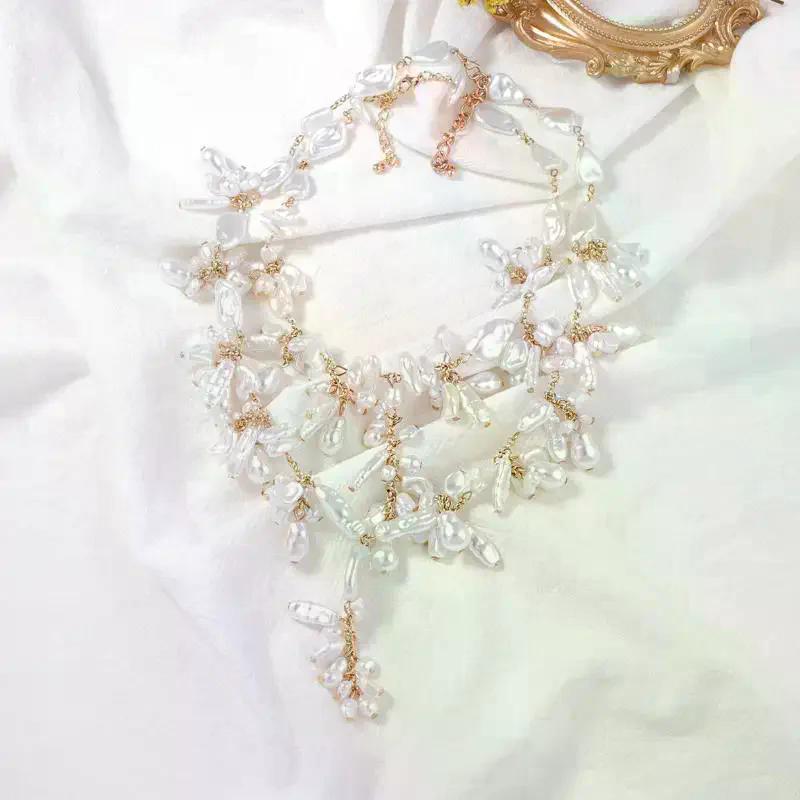 New Trendy Double Layered Irregular Pearl Pendant Necklace Baroque Party Dress Up Women's Neck Jewelry Gift