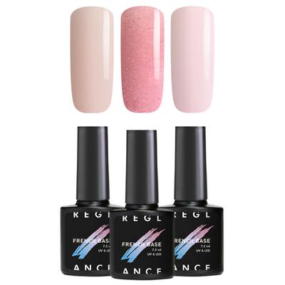 Camouflage French Base Rubber Gel Coat Set 3 Farben 7,5 ml UV Led Soak off Glasflaschen