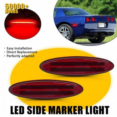 Red Lens LED Rear Fender Side Marker Lights For 1997-04 Chevrolet Corvette C5 EV