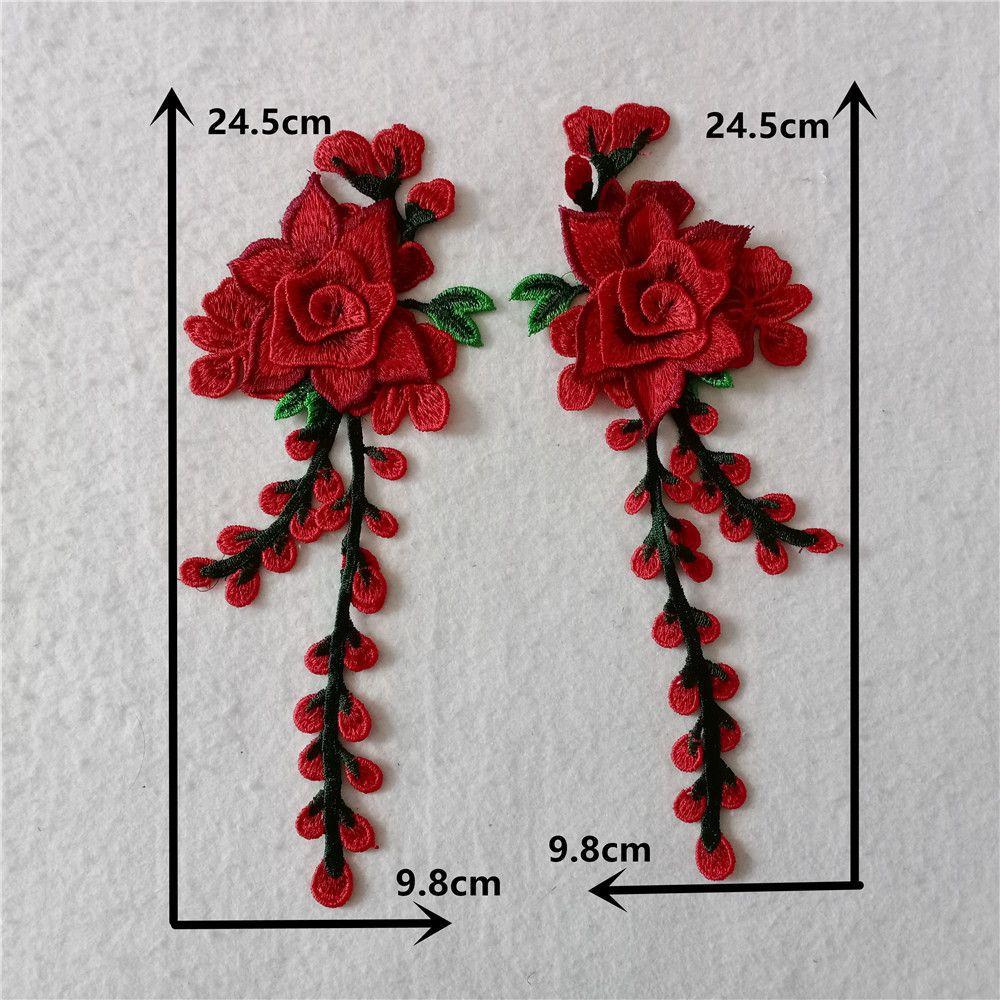 Red I Polyester Embroidery Color Embroidery Sewing Lace Diy Decorative Clothing Accessories Pair Collar Clothing