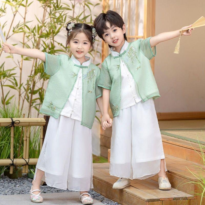 Traditional Chinese Hanfu for Kids: Tang Dynasty-Inspired Outfits for Boys and Girls, Perfect for Performances and Sibling Matching.