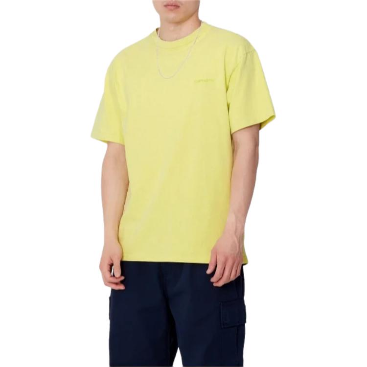 Carhartt WIP Solid Color Crew Neck Short Sleeve T-Shirt Men Tops Yellow I033622-29T-GD