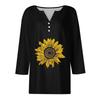 Women's T Shirt Tee Print Button  3/4 SleeveDaily Weekend Fashion Basic V- Neck Regular Top