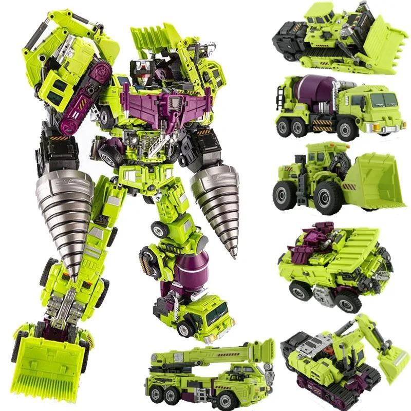 50cm Big Devastator Transformation Toys Anime Action Figure Movie Excavator Blender Model Car Robot Kids JINBAO GT G1 6 in 1 Poseable Articulated
