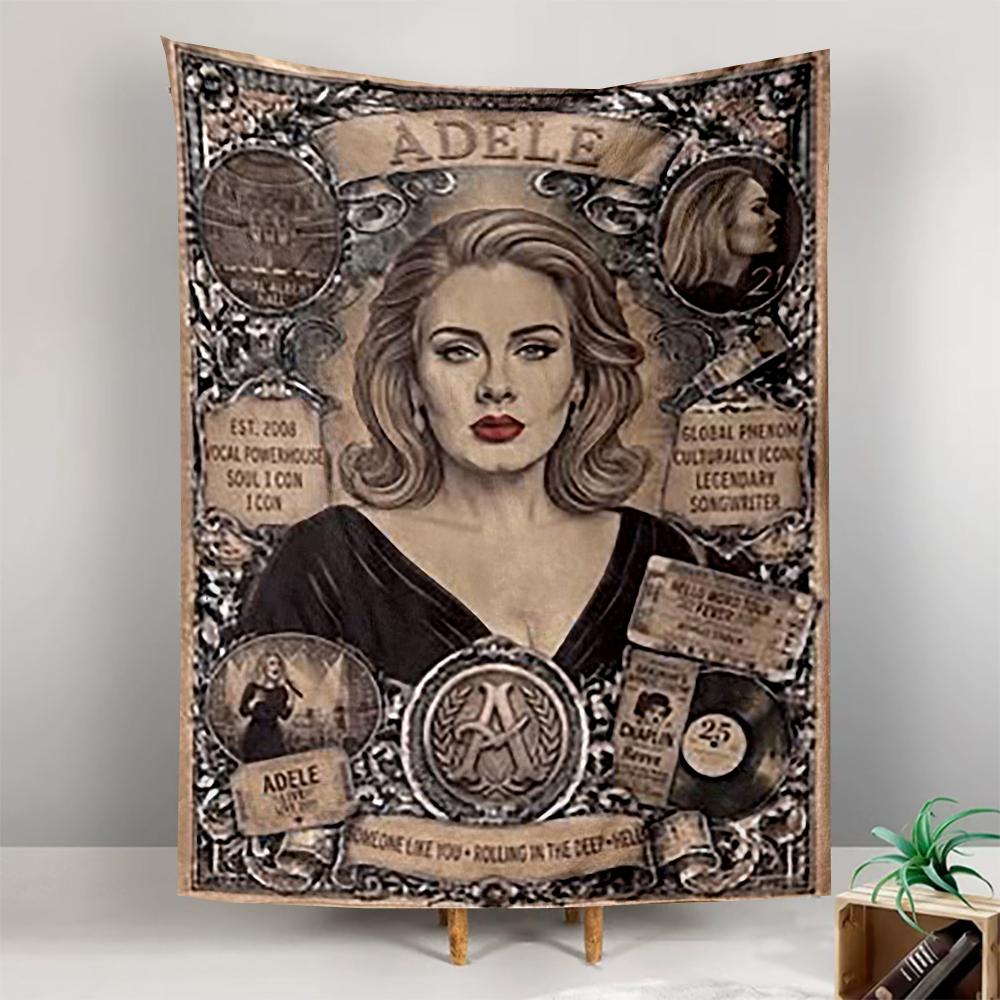 Tapestry Adele Soul Singer Vintage Ornate Portrait Vinyl Poster Wall Hanging