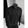 Mens Black Rivet Sweatshirt Casual Loose Fit Round Neck Pullover Teens Daily Wear