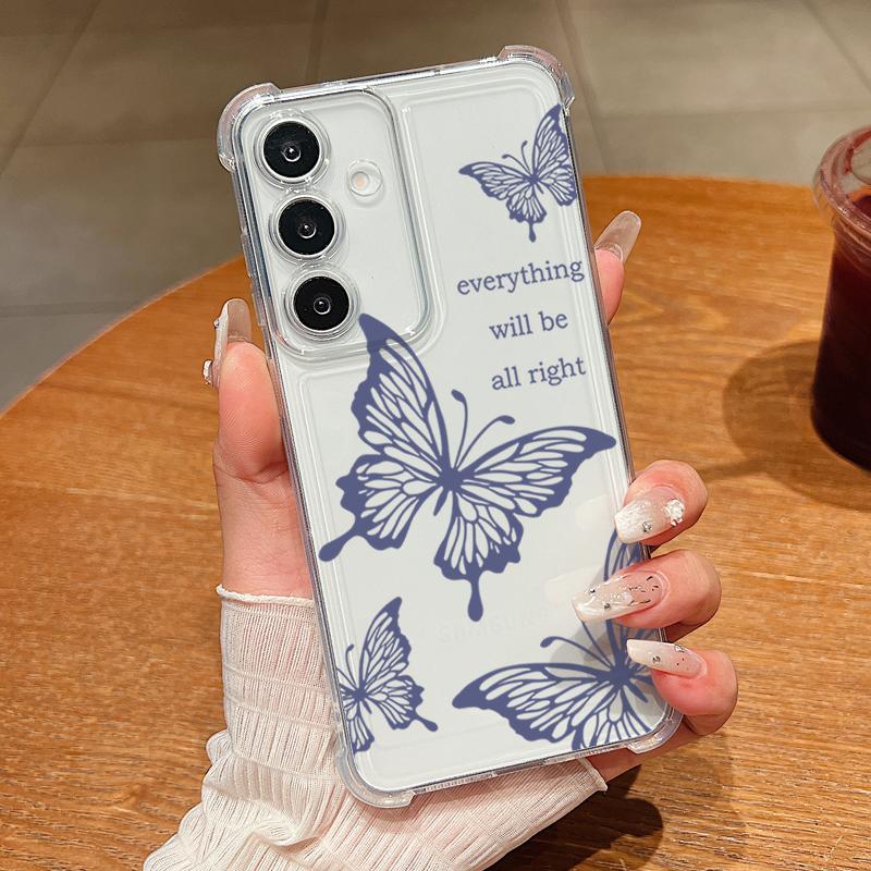 Simple Butterfly Print Phone Case For Samsung Galaxy A57 A37 A17 A56 A16 A55 A36 A26 A15 A35 A54 A53 Clear Shockproof Soft Cover