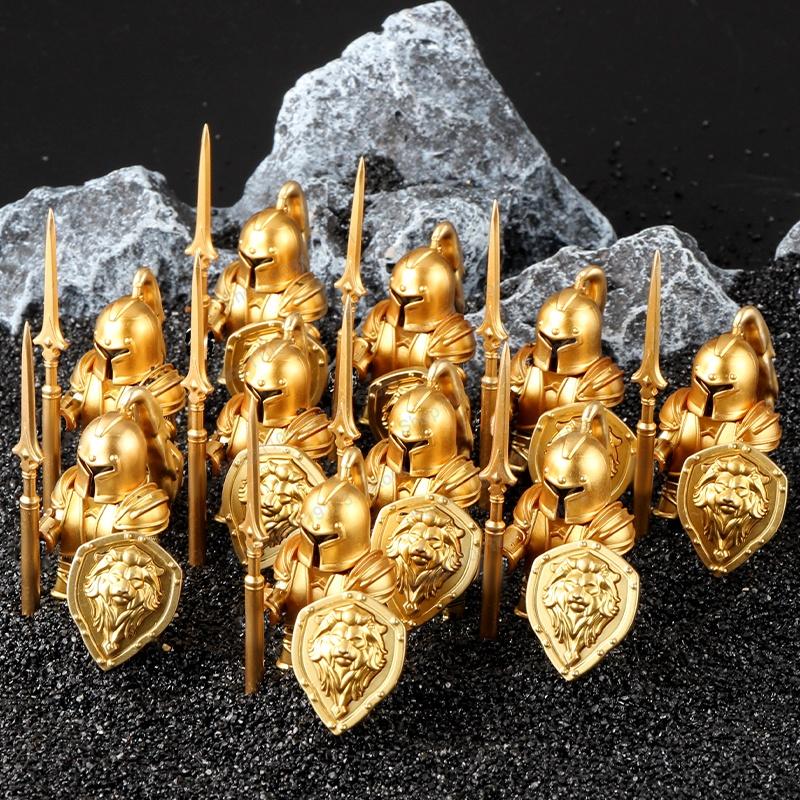 Blocs de Construction Soldats Croisés Militaires Médiévaux Château Chevaliers Hospitaliers Chevaliers Teutoniques Casque de Guerrier Briques Jouet DT8901