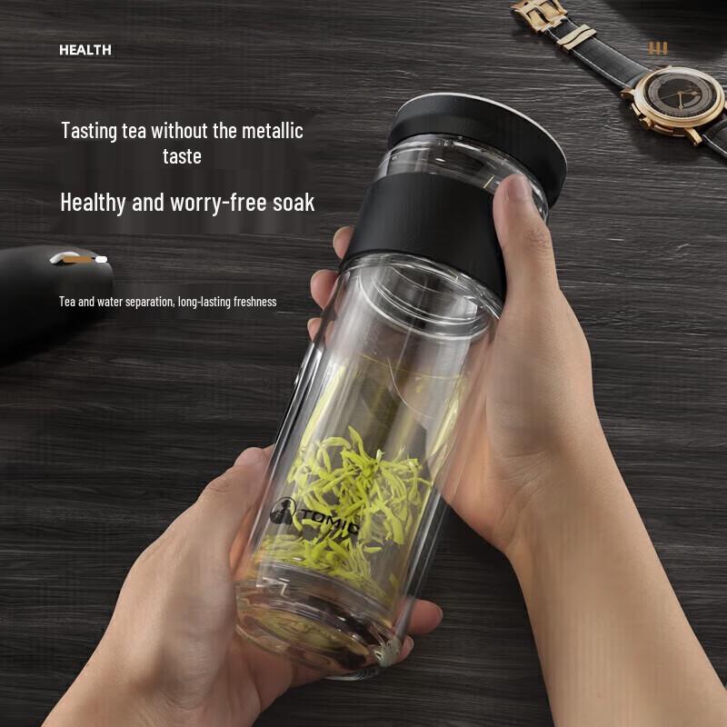TOMIC Men s Double-Layer Tea Infuser Glass Mug
