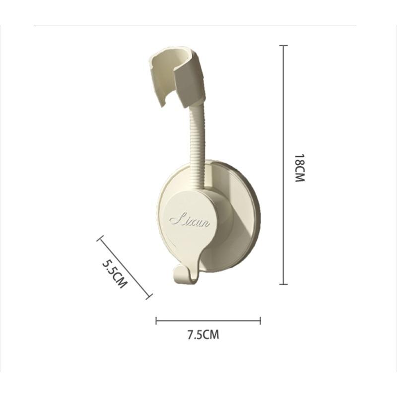 1pcs Non Perforated Showerhead Bracket Sturdy Universal Adjustable Showerhead Base with Hooks Seamless Wall Mounted