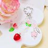 Heart-Shaped Strawberry Pendant Keychain with Tulip Pearl - Sweet Style Women's Jewelry