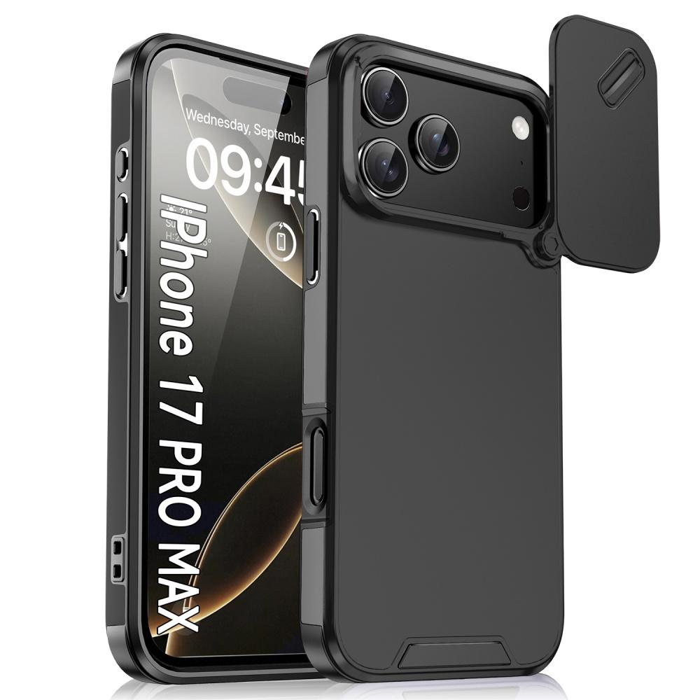 

Heavy Duty Rugged 360° Anti-Drop Cases For IPhone 17 Air 16E 15 14 Plus 13 12 Pro Max Shockproof Armor Slide Lens Protect Cover iPhone17 Pro чорний