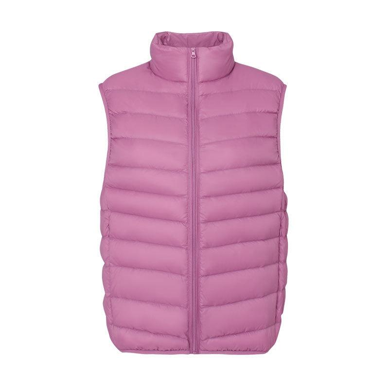 Women's Lightweight Down Vest Stand Collar Zip Up Sleeveless White Duck Down Padded Waistcoat Gilet