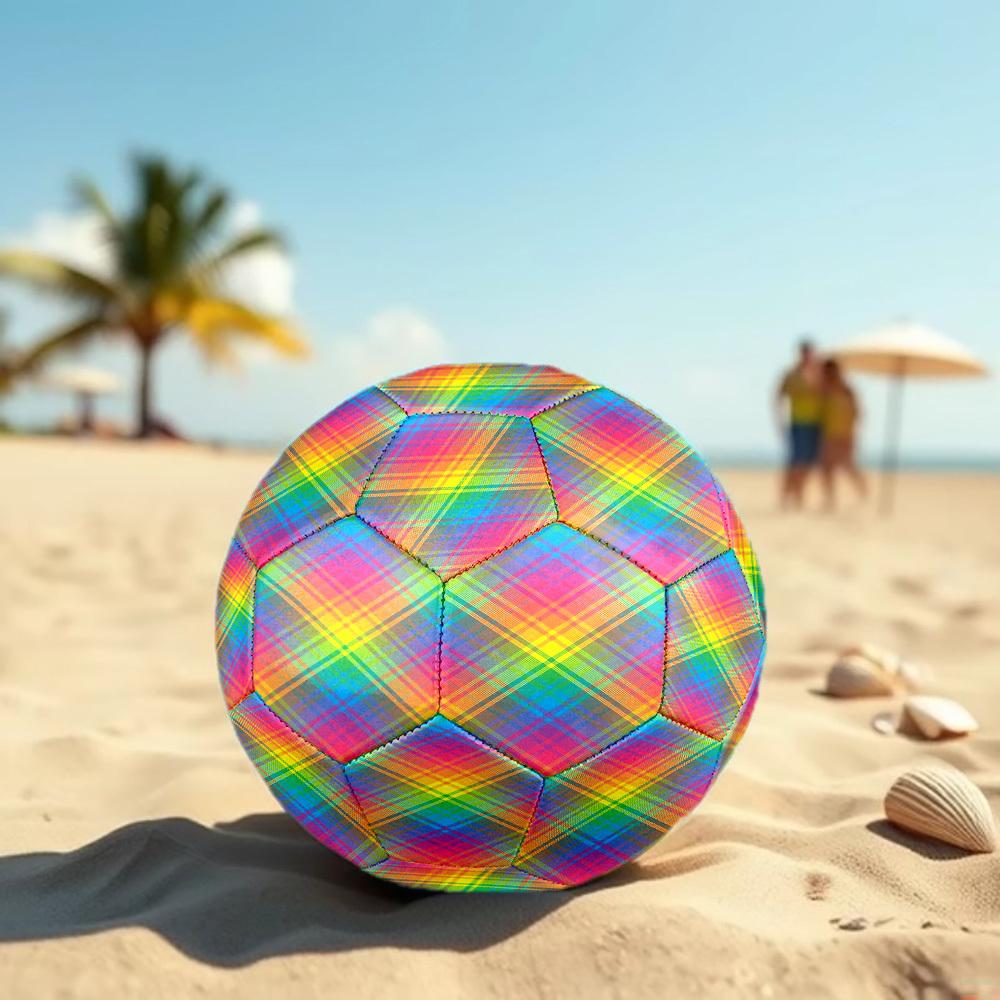 1pc Rainbow Plaid Size 5 Soccer Ball Professional Match Training Football Indoor &Outdoor Sports Ball Lightweight Durable m6551