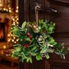 Christmas Mistletoe Berry Pendant with Hemp Rope Snow Frosted Artificial Berry Branch Xmas Tree Hanging Ornament DIY Home Decor