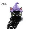 Creative Halloween Home Accents Pumpkin Witch Hat Black Cat Ornament, Resin Desktop Skeleton Small Collectible Ornaments Statue, Cartoon Figurine for