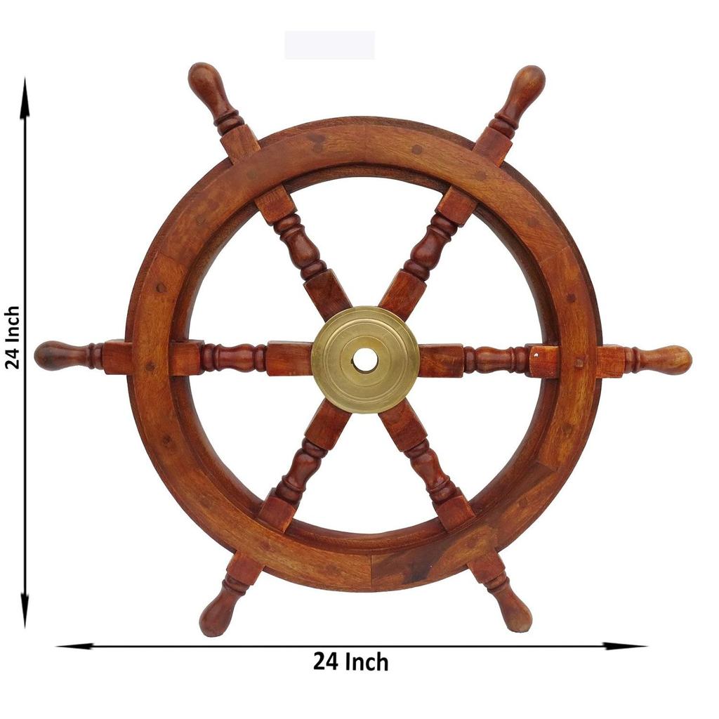 Home Office Decorative Fancy Wooden SHOWPIECE Designer Wall Hanging Ship Wheel