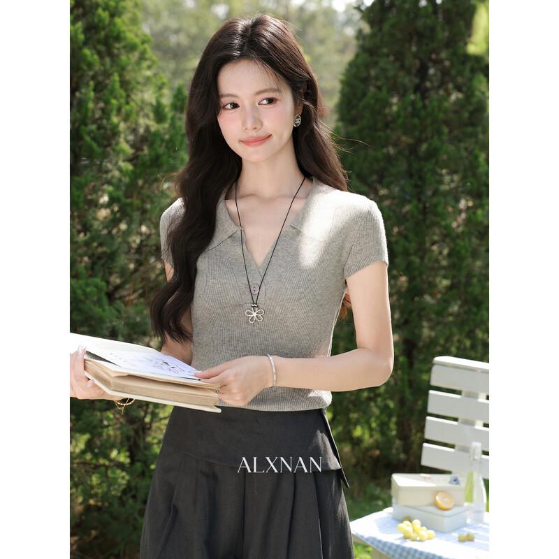 Women s Slim Fit Short Sleeve Knit Top L