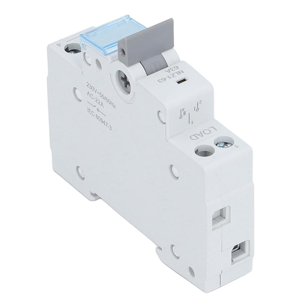 Dual Power Manual Transfer Switch 63A 1P MTS DIN Rail Mount Circuit Breaker for RV Home 230VAC