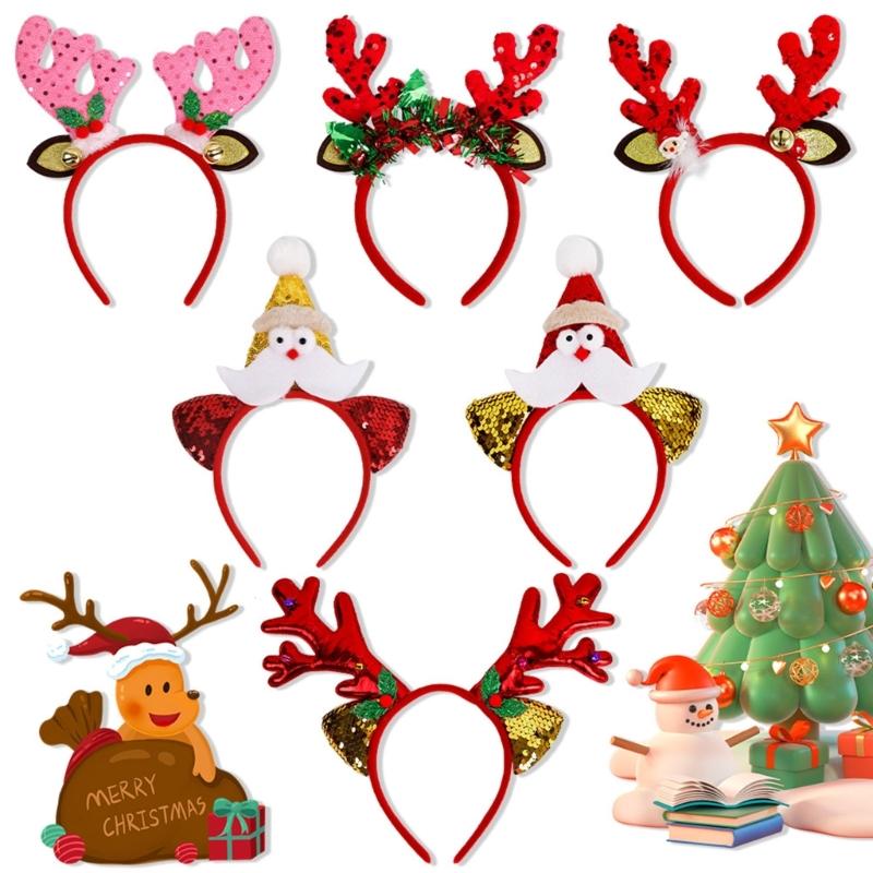 Christmas Reindeer Headband for All Age Party Accessories Sequined Hairhoop Festival Hairband Seasonal Costume Headwear
