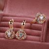 New  Rose Gold Earrings Ring Sets For Women Natural Zircon Flower Earrings Trend Unusual Creative Wedding Jewelry