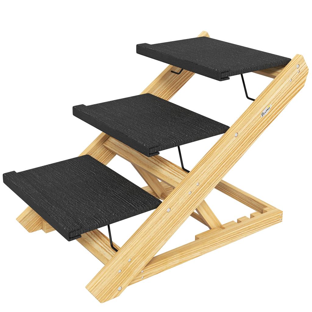 Adjustable Dog Steps Dog Ramp, 3-Step Non-slip Pet Stairs for Medium Sized Dogs, Foldable Dog Stairs for Bed Sofa