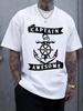 “Super Captain” Nautical Theme Logo Print Round Neck Short Sleeve T-shirt Fashion Regular Fit T-shirt for Spring/Summer Vacation