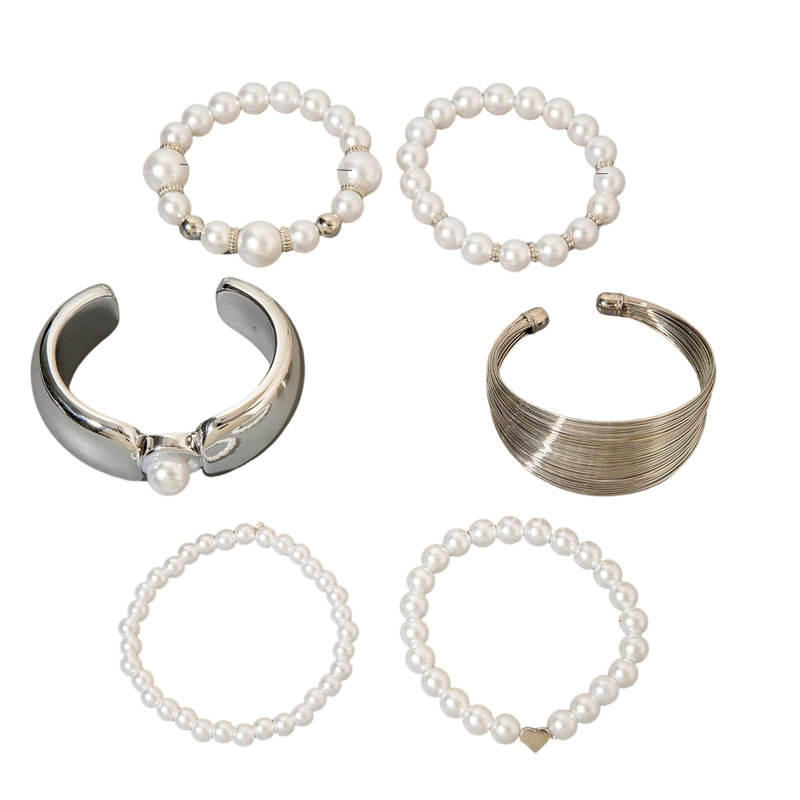 

Multi-Layer Geometric Open Cuff Bracelet Set for Women Fashion Jewelry one size