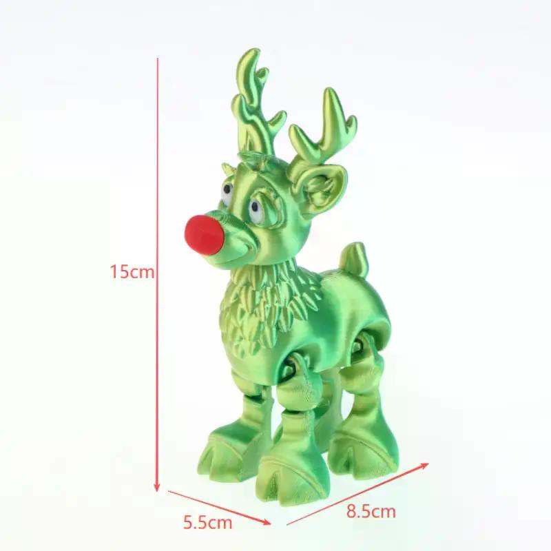Niedlicher Weihnachtselch Gelenkig Bewegliche Figur Bürodekoration Kindergeschenk 3D Gedrucktes Spielzeug Simulierte Statue Ornamente
